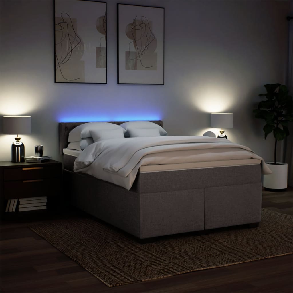 Sommier à lattes de lit avec matelas Taupe 140x200 cm Tissu - XIOS