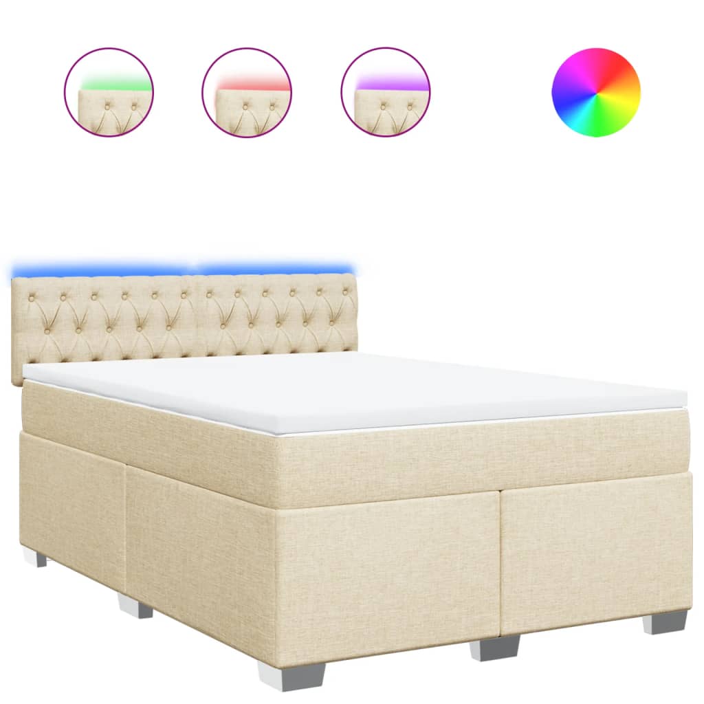 Sommier à lattes de lit avec matelas Crème 140x200 cm Tissu - XIOS