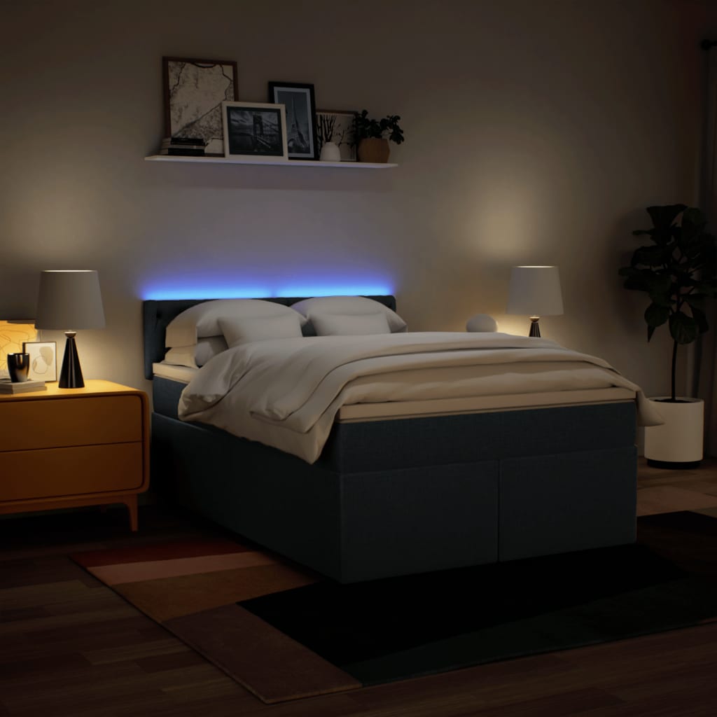 Sommier à lattes de lit avec matelas Bleu 140x200 cm Tissu - XIOS