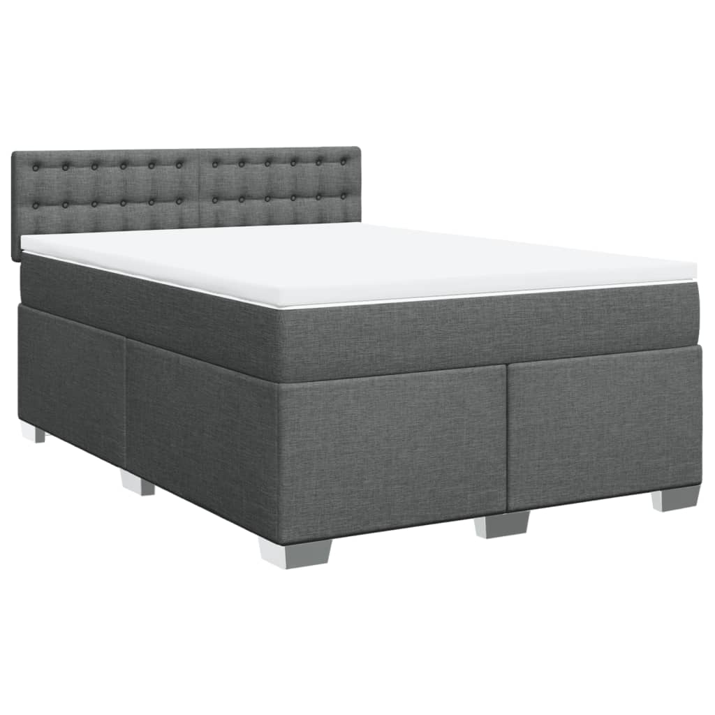 Sommier à lattes de lit avec matelas Gris foncé 140x200cm Tissu - XIOS