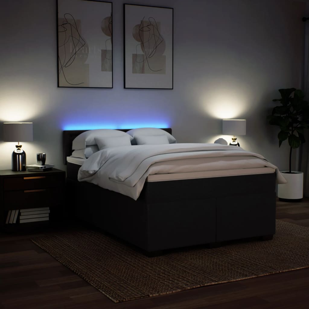 Sommier à lattes de lit avec matelas Noir 140x200 cm Tissu - XIOS