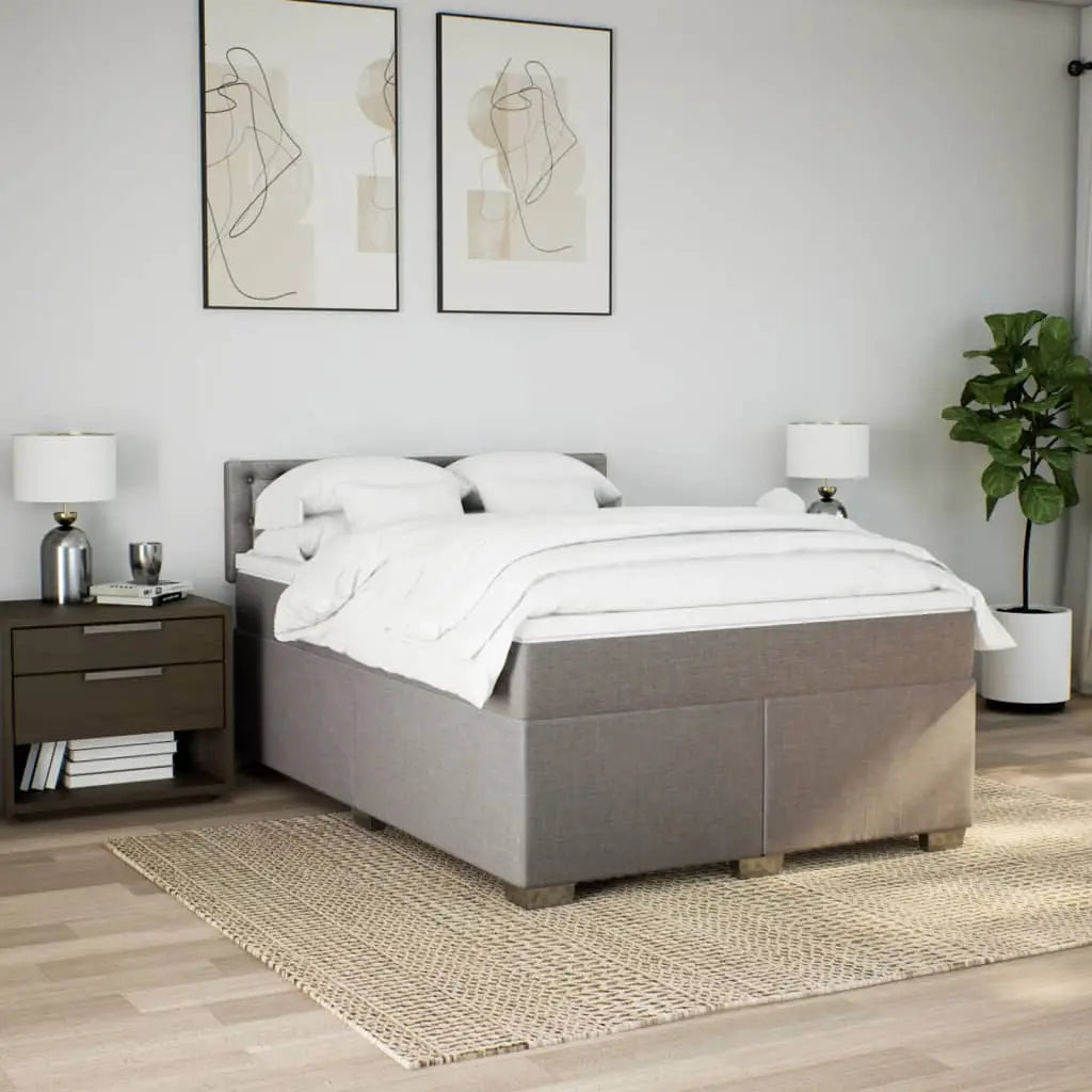 Sommier à lattes de lit avec matelas Taupe 140x200 cm Tissu - XIOS