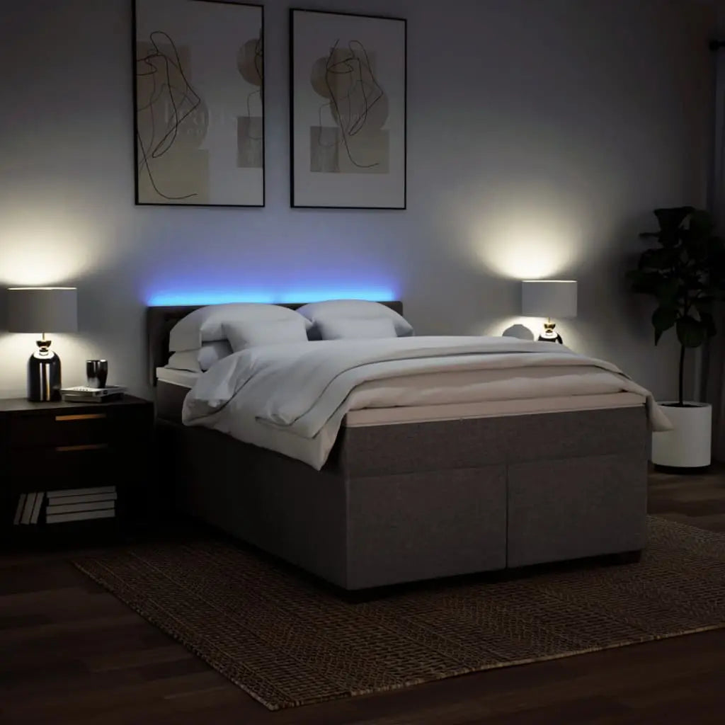 Sommier à lattes de lit avec matelas Taupe 140x200 cm Tissu - XIOS