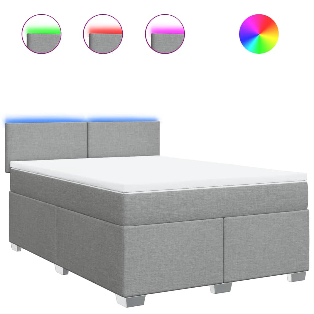 Sommier à lattes de lit avec matelas Gris clair 160x200cm Tissu