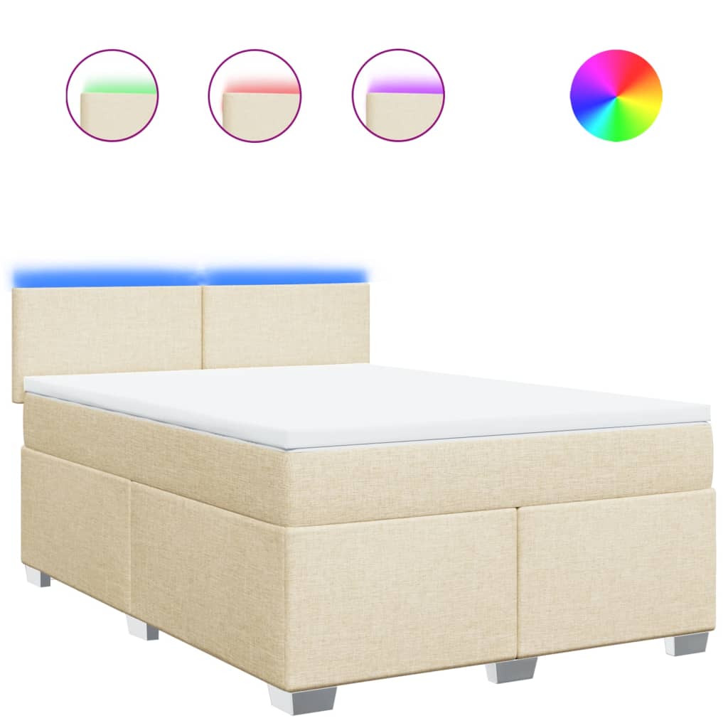 Sommier à lattes de lit avec matelas Crème 160x200 cm Tissu - XIOS