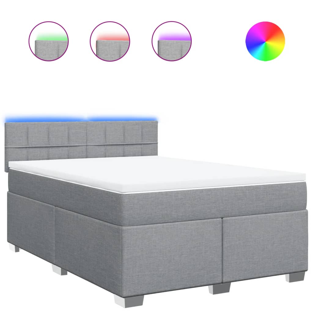 Sommier à lattes de lit avec matelas Gris clair 160x200cm Tissu