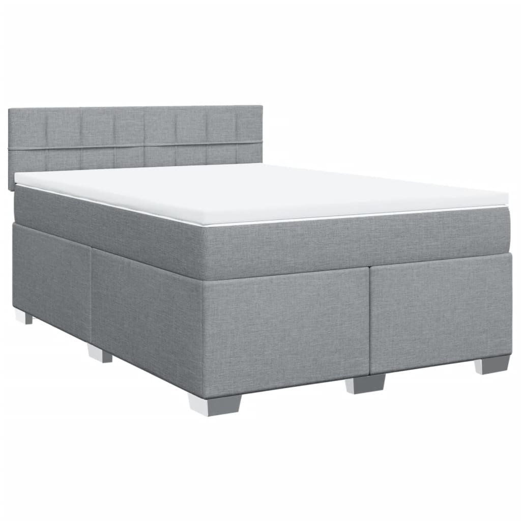 Sommier à lattes de lit avec matelas Gris clair 160x200cm Tissu