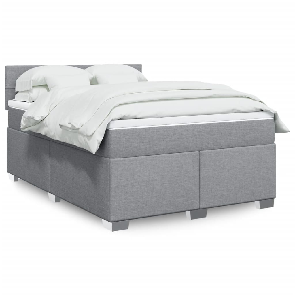 Sommier à lattes de lit avec matelas Gris clair 160x200cm Tissu