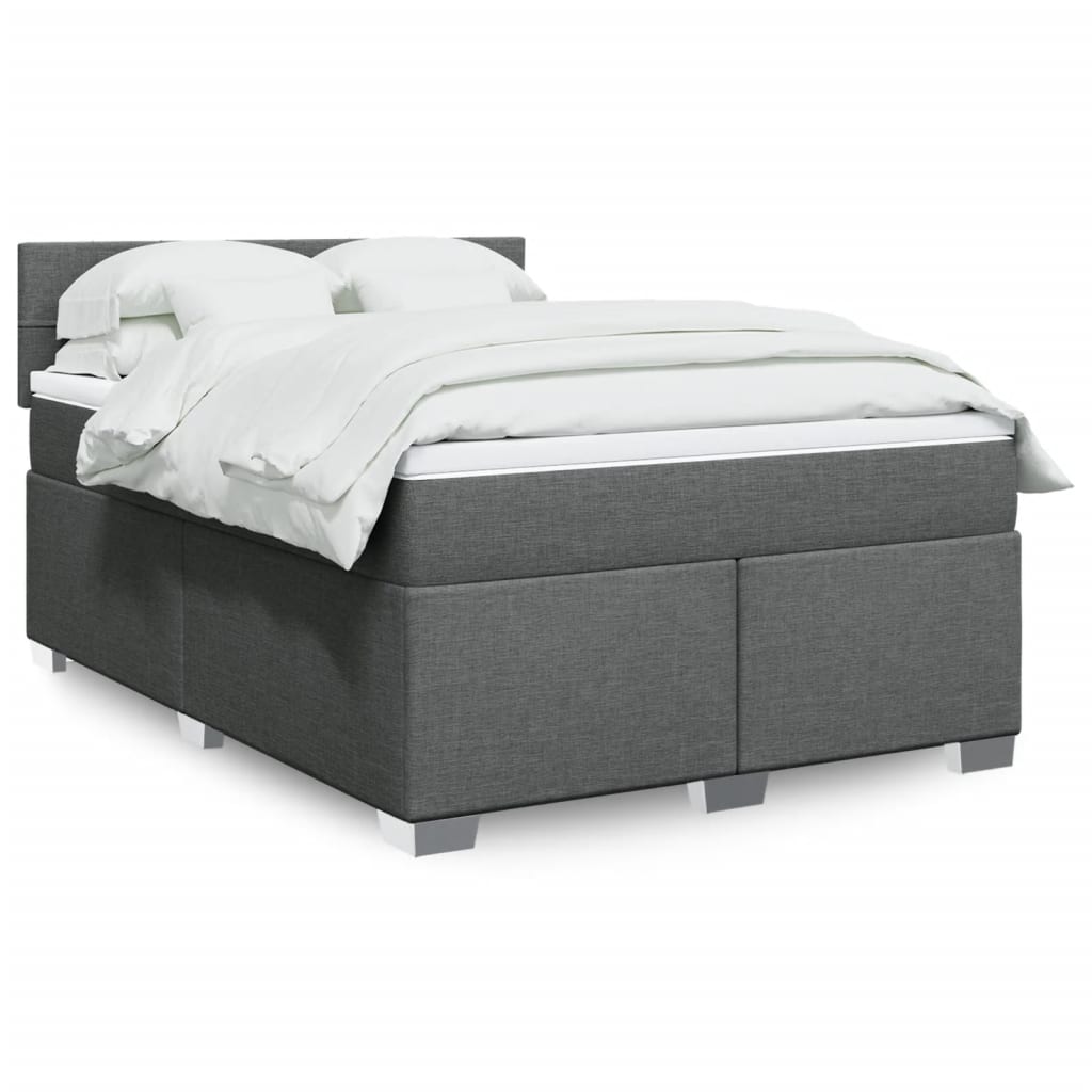 Sommier à lattes de lit avec matelas Gris foncé 160x200cm Tissu - XIOS