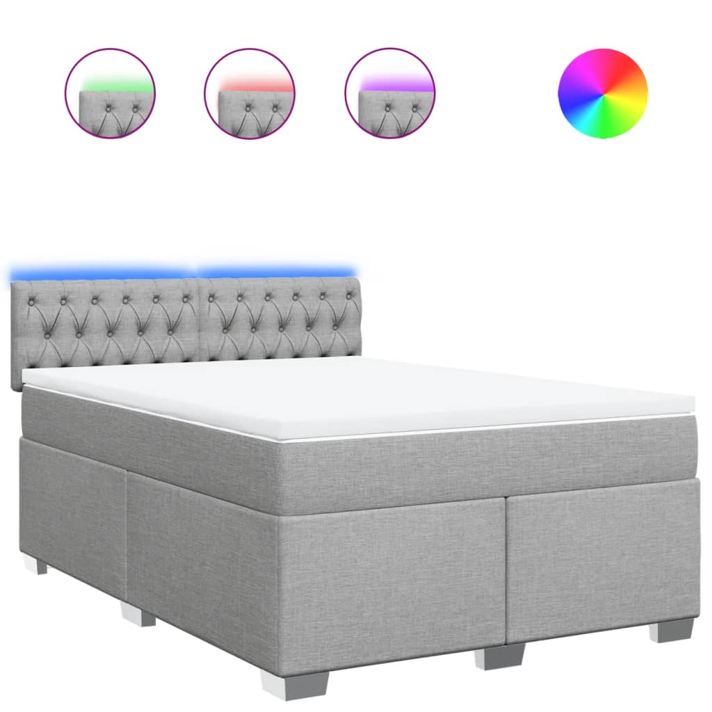 Sommier à lattes de lit avec matelas Gris clair 160x200cm Tissu