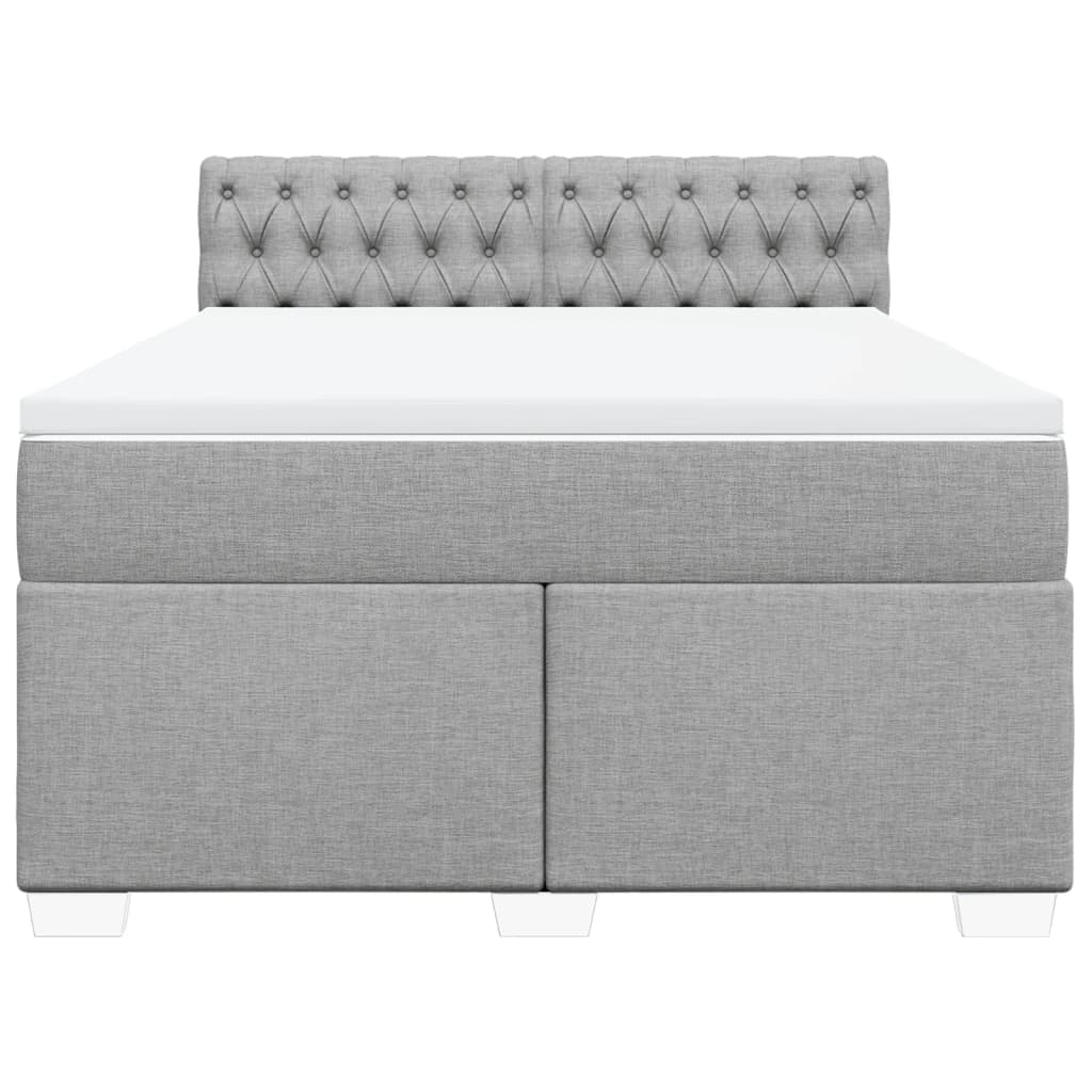 Sommier à lattes de lit avec matelas Gris clair 160x200cm Tissu