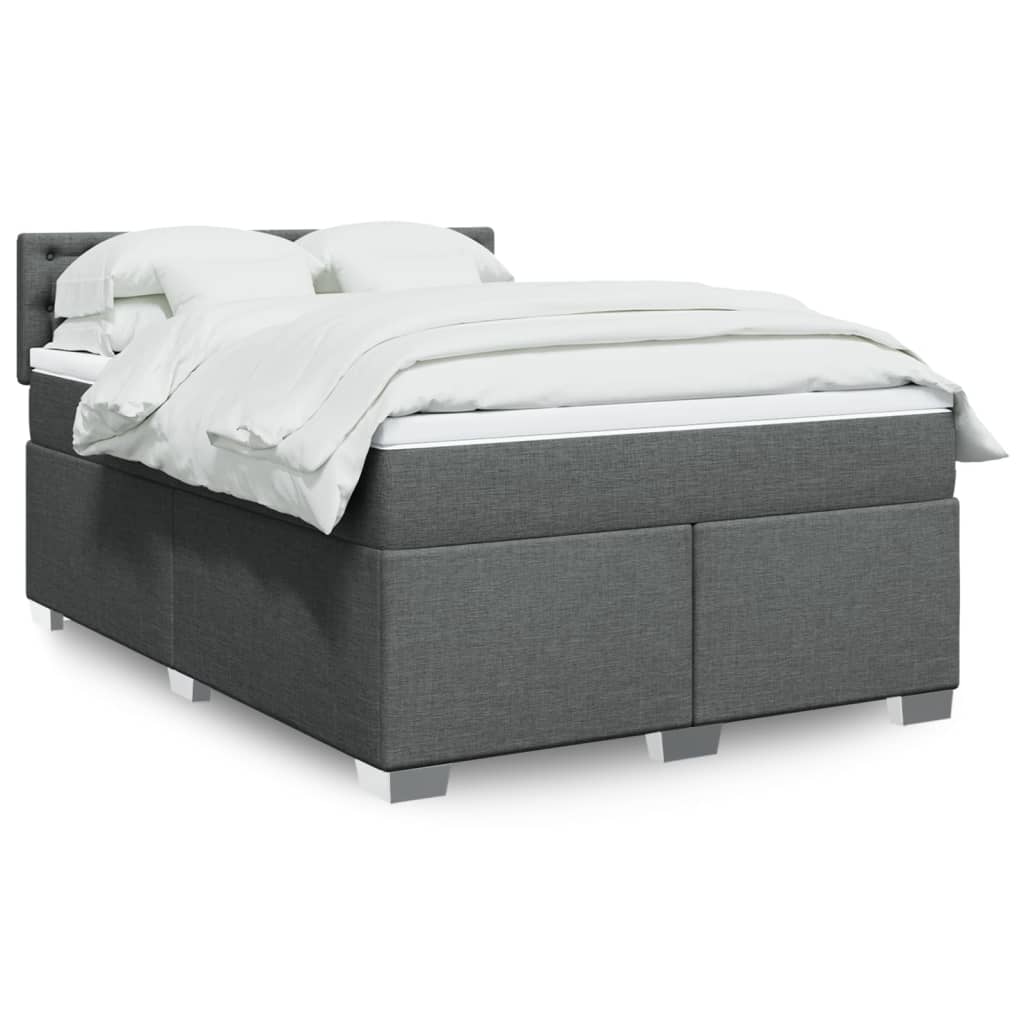 Sommier à lattes de lit avec matelas Gris foncé 160x200cm Tissu - XIOS