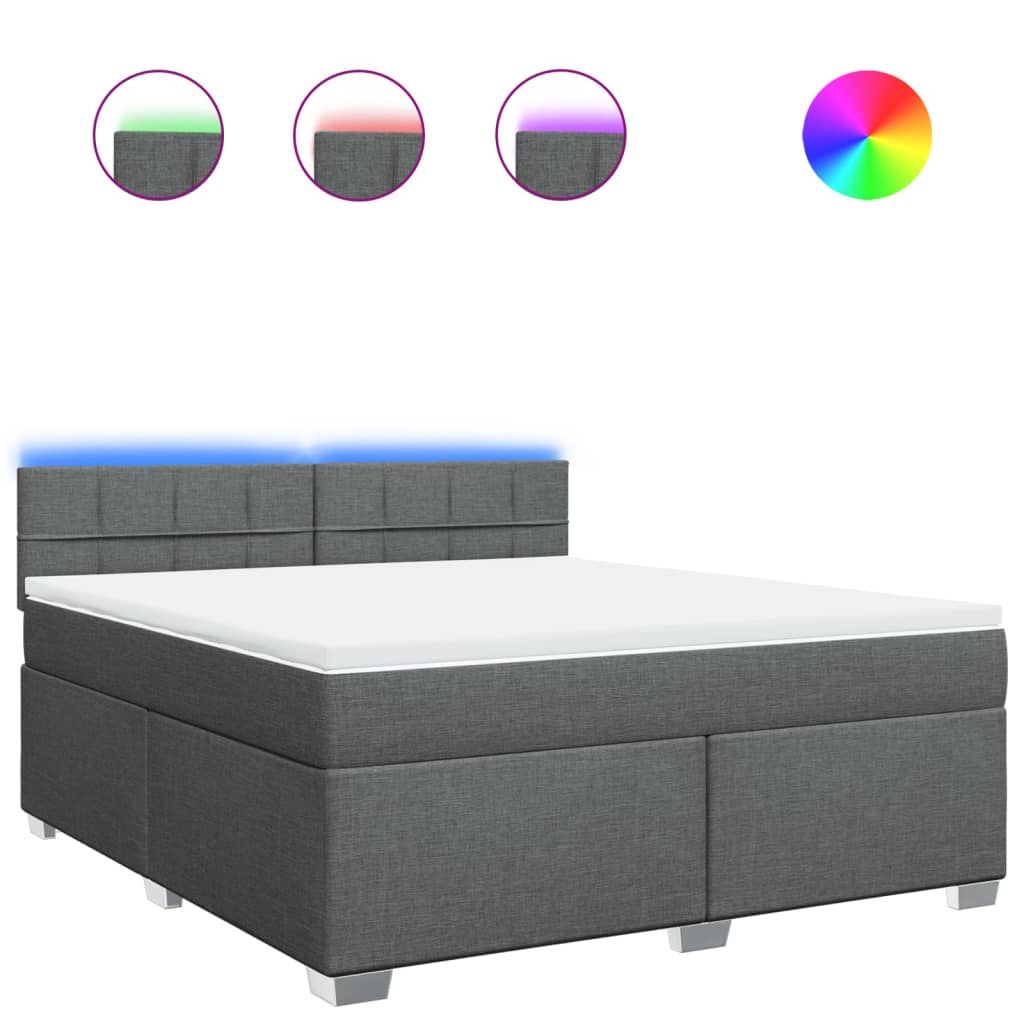 Sommier à lattes de lit avec matelas Gris foncé 180x200cm Tissu - XIOS