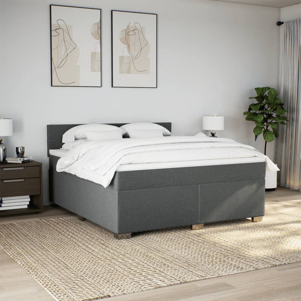 Sommier à lattes de lit avec matelas Gris foncé 180x200cm Tissu - XIOS