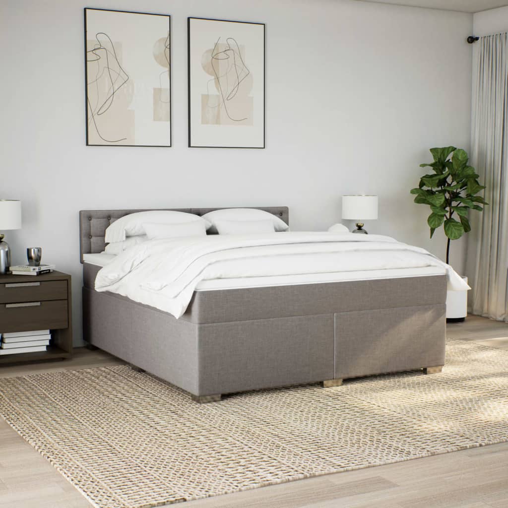 Sommier à lattes de lit avec matelas Taupe 180x200 cm Tissu - XIOS