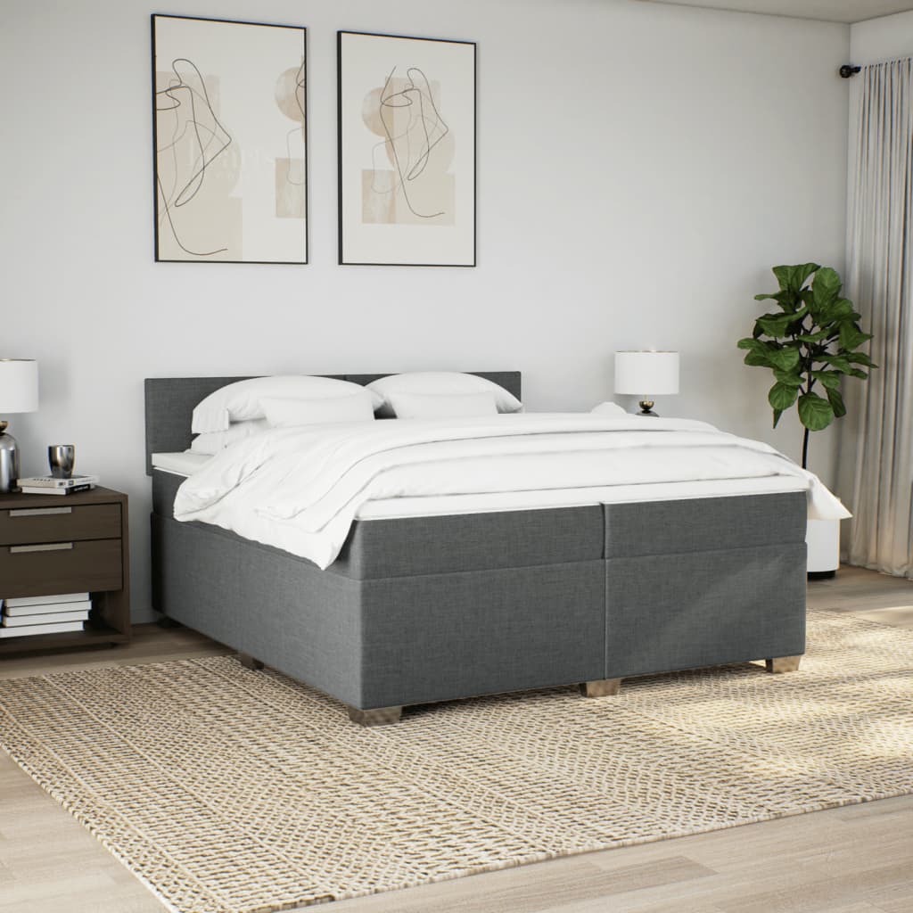 Sommier à lattes de lit avec matelas Gris foncé 200x200cm Tissu - XIOS