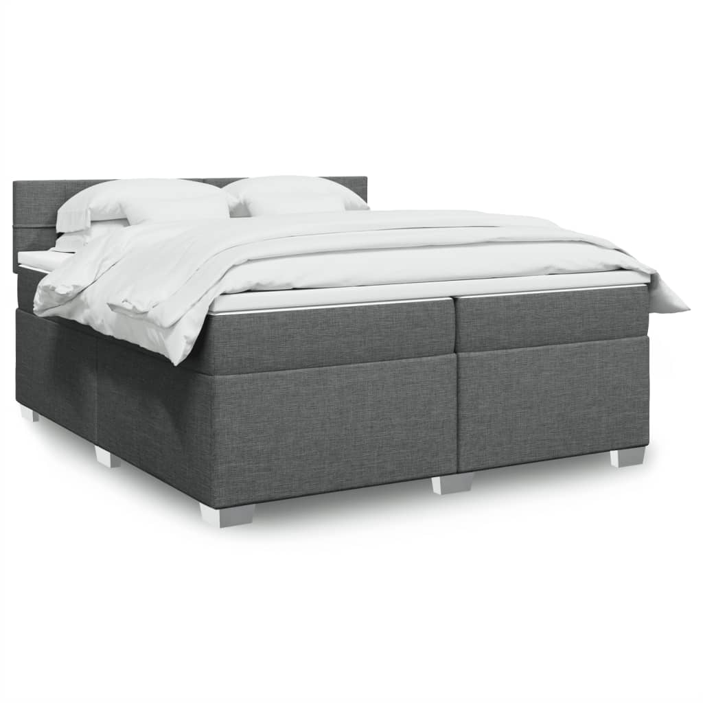 Sommier à lattes de lit avec matelas Gris foncé 200x200cm Tissu - XIOS