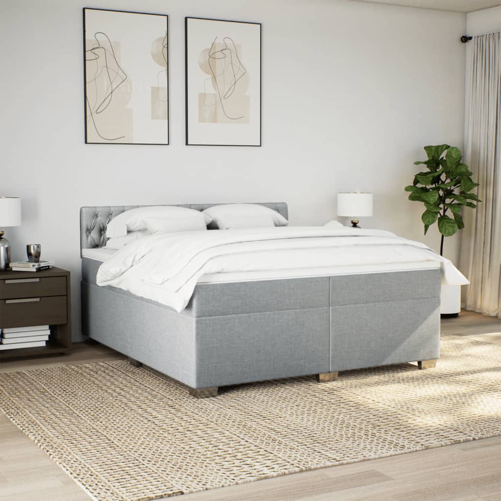 Sommier à lattes de lit avec matelas Gris clair 200x200cm Tissu - XIOS