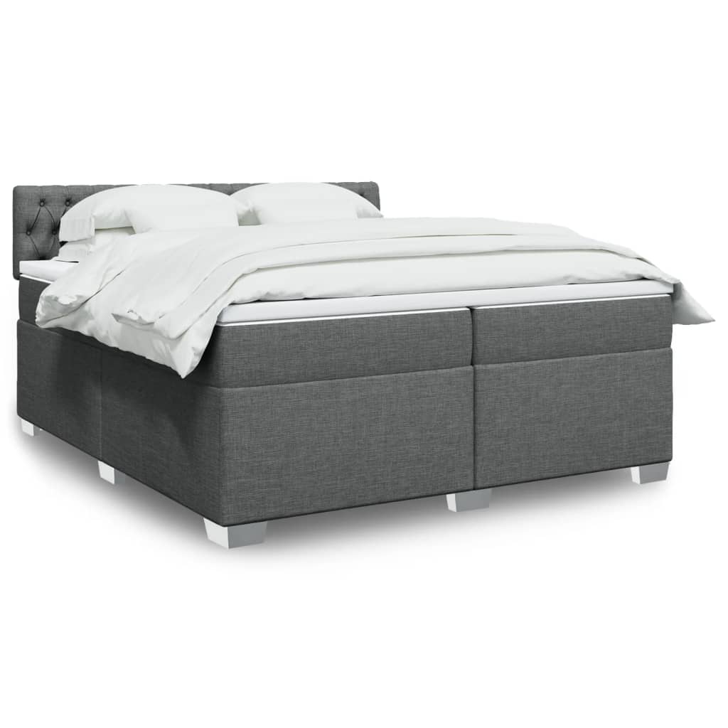 Sommier à lattes de lit avec matelas Gris foncé 200x200cm Tissu - XIOS