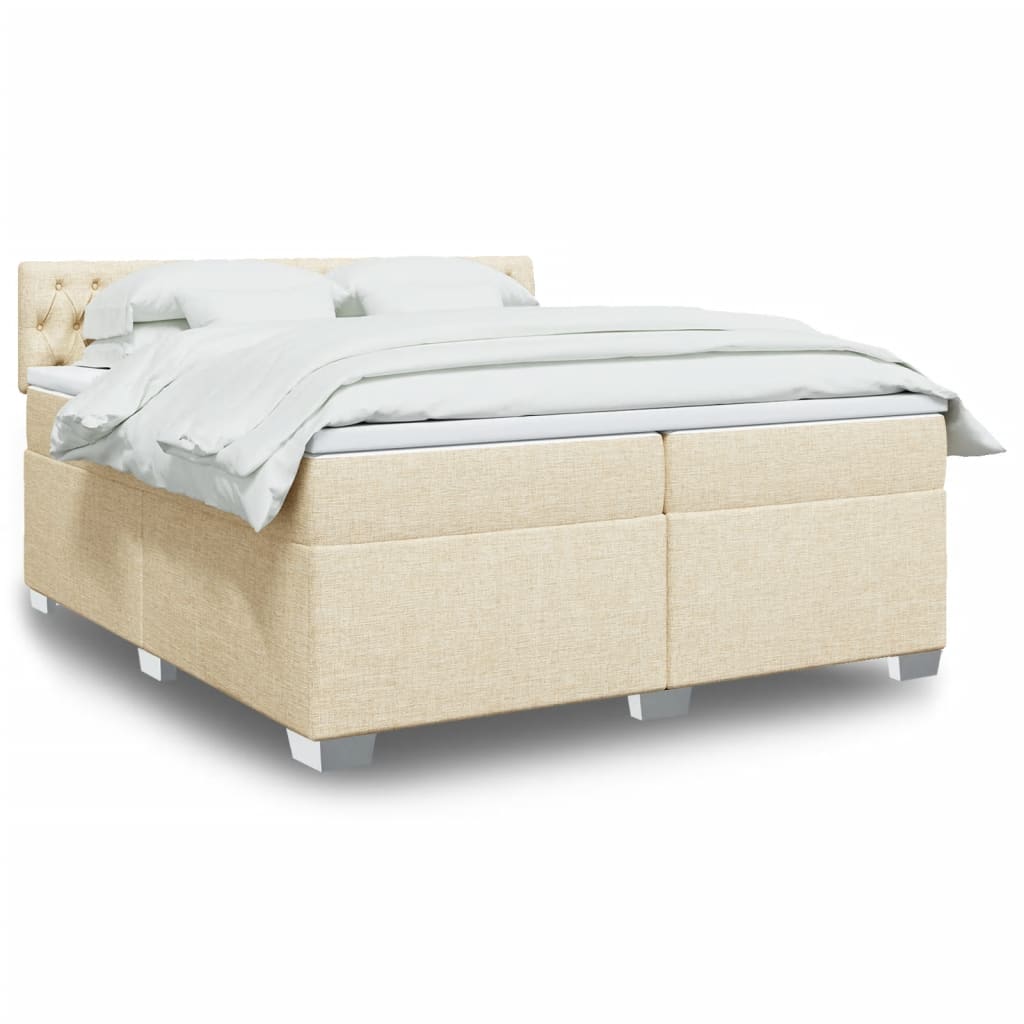 Sommier à lattes de lit avec matelas Crème 200x200 cm Tissu - XIOS