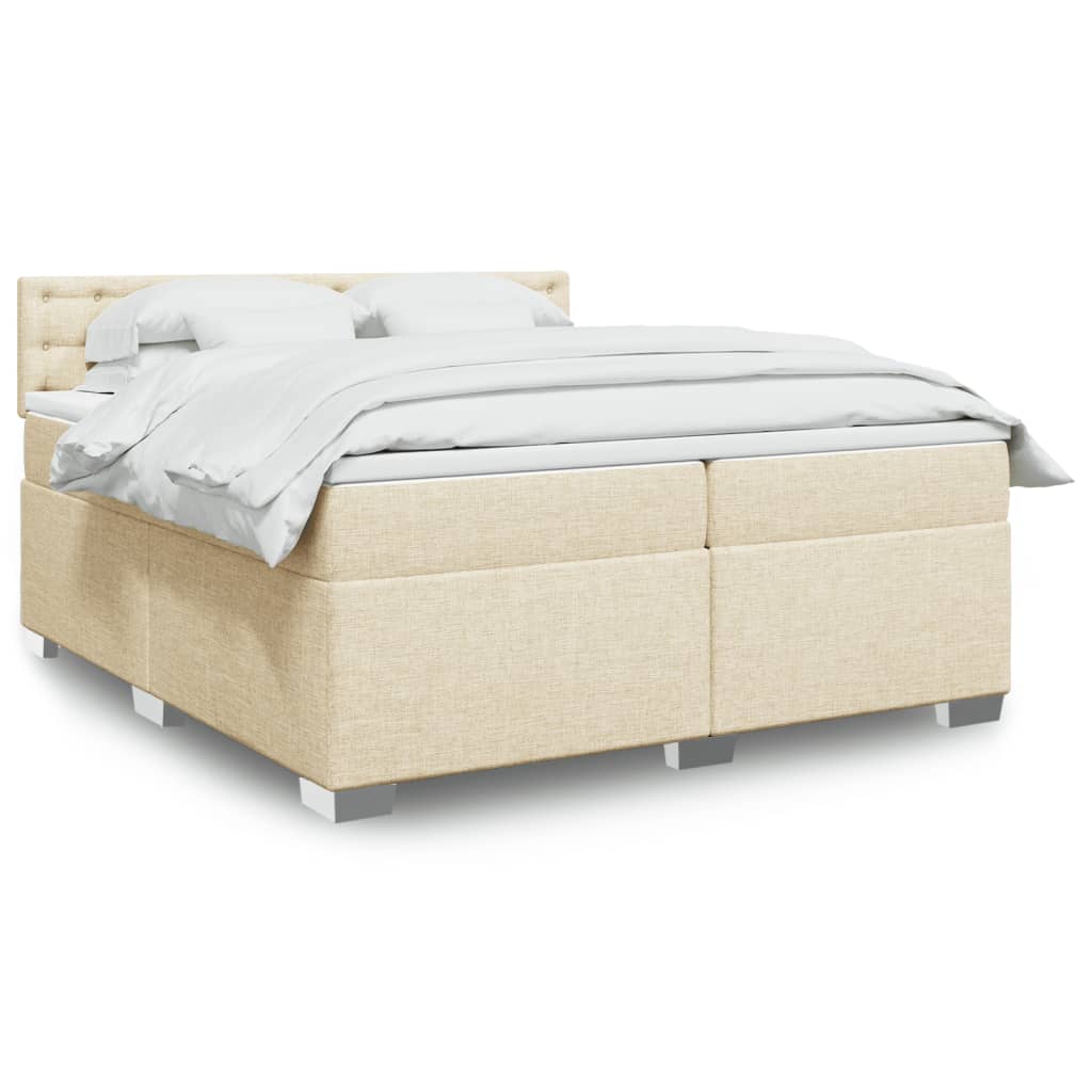 Sommier à lattes de lit avec matelas Crème 200x200 cm Tissu - XIOS