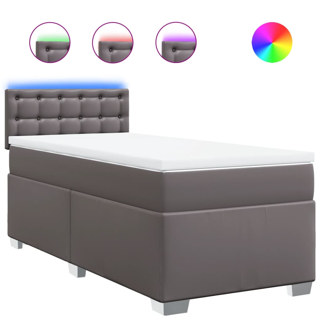 Sommier à lattes de lit avec matelas Gris 80x200 cm Similicuir - XIOS
