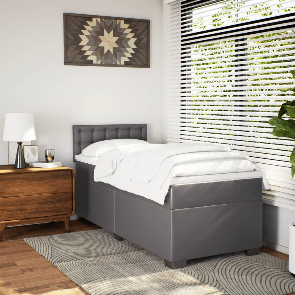Sommier à lattes de lit avec matelas Gris 80x200 cm Similicuir - XIOS