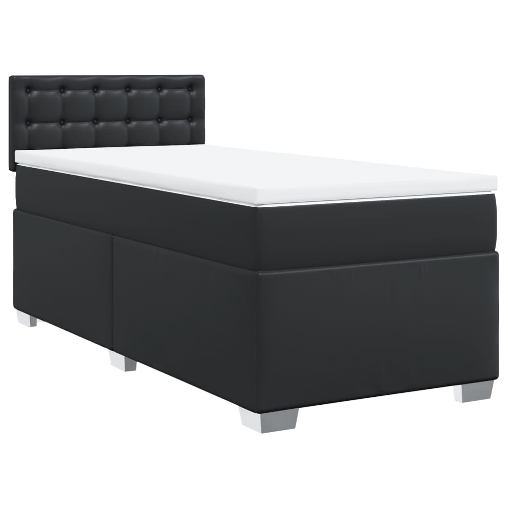 Sommier à lattes de lit avec matelas Noir 90x190 cm Similicuir - XIOS