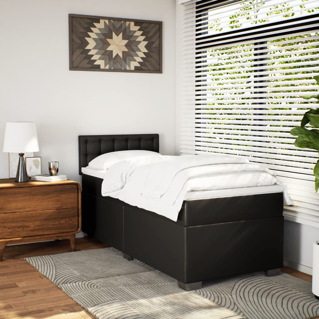 Sommier à lattes de lit avec matelas Noir 90x190 cm Similicuir - XIOS