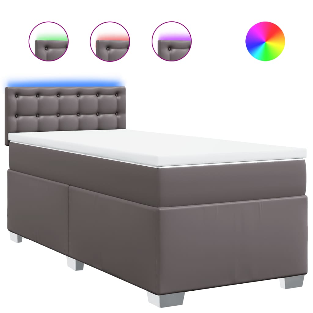 Sommier à lattes de lit avec matelas Gris 90x190 cm Similicuir - XIOS