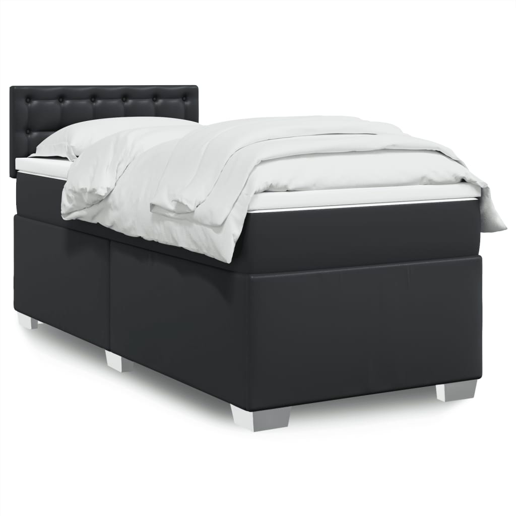 Sommier à lattes de lit avec matelas Noir 90x200 cm Similicuir - XIOS