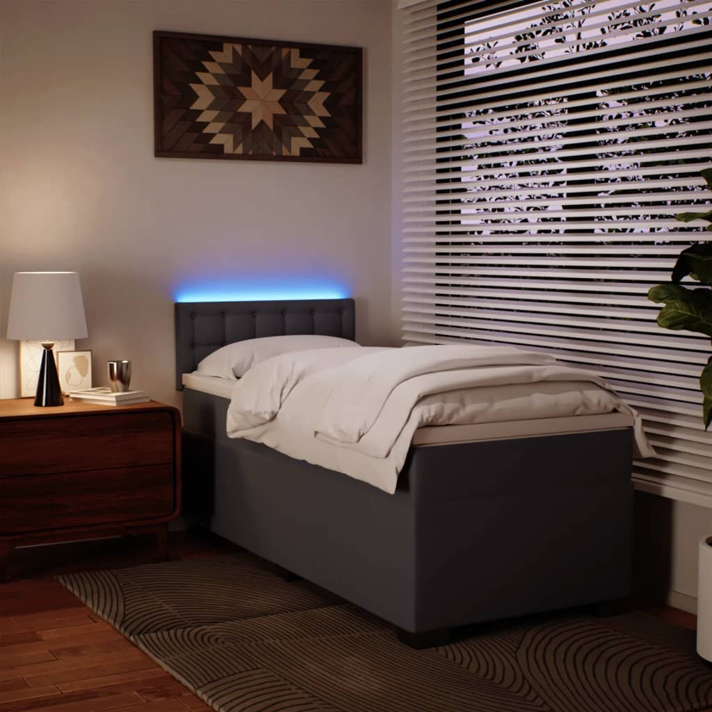 Sommier à lattes de lit avec matelas Gris 90x200 cm Similicuir - XIOS