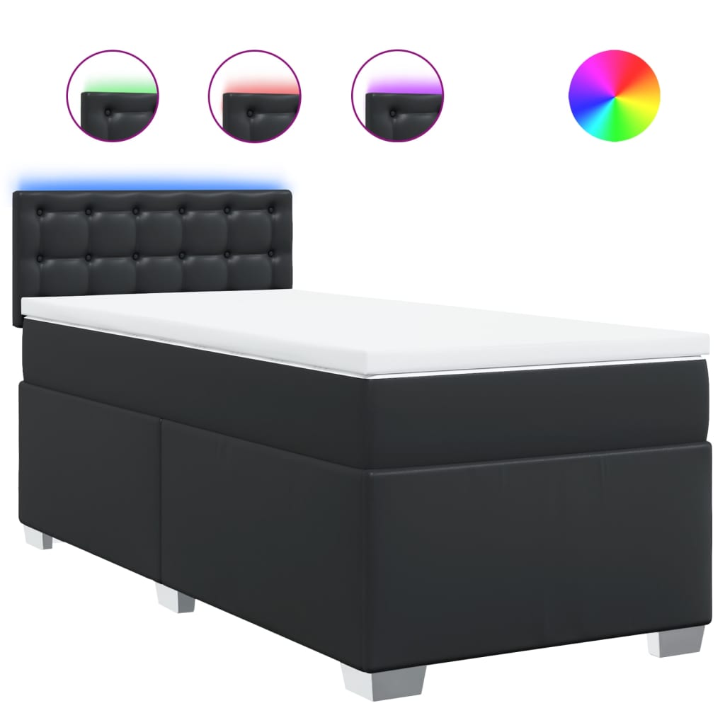 Sommier à lattes de lit avec matelas Noir 100x200 cm Similicuir - XIOS