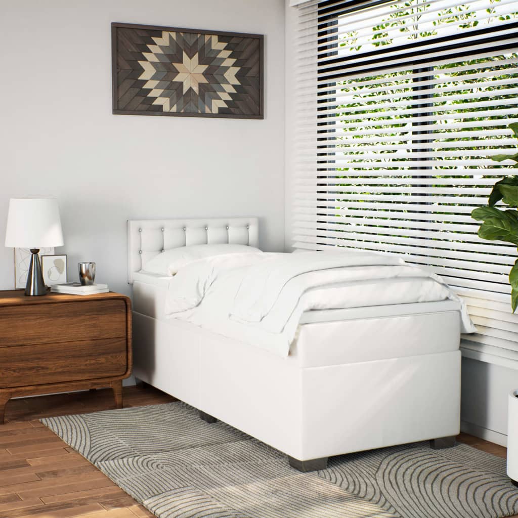 Sommier à lattes de lit avec matelas Blanc 100x200cm Similicuir - XIOS