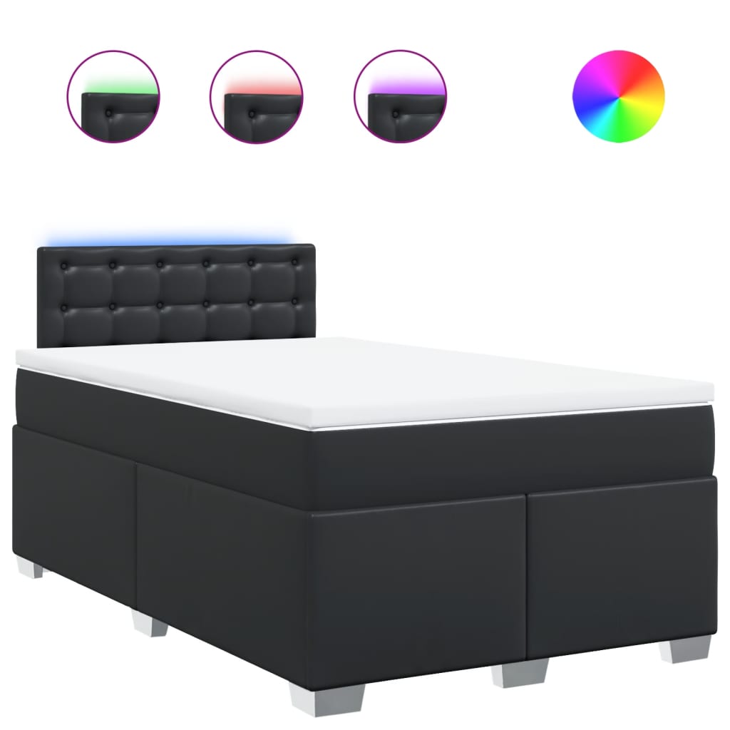 Sommier à lattes de lit avec matelas noir 120x190 cm similicuir - XIOS
