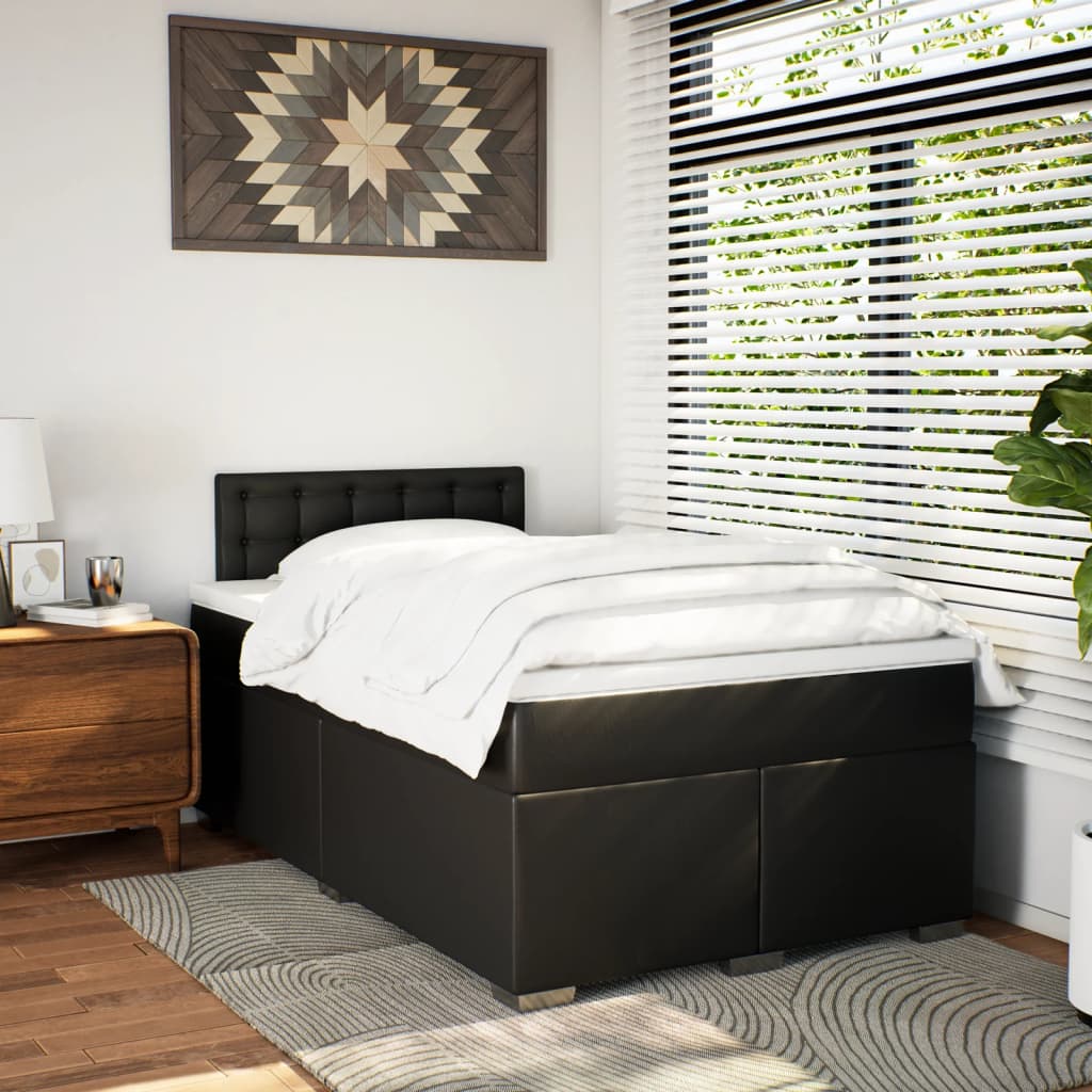 Sommier à lattes de lit avec matelas noir 120x190 cm similicuir - XIOS