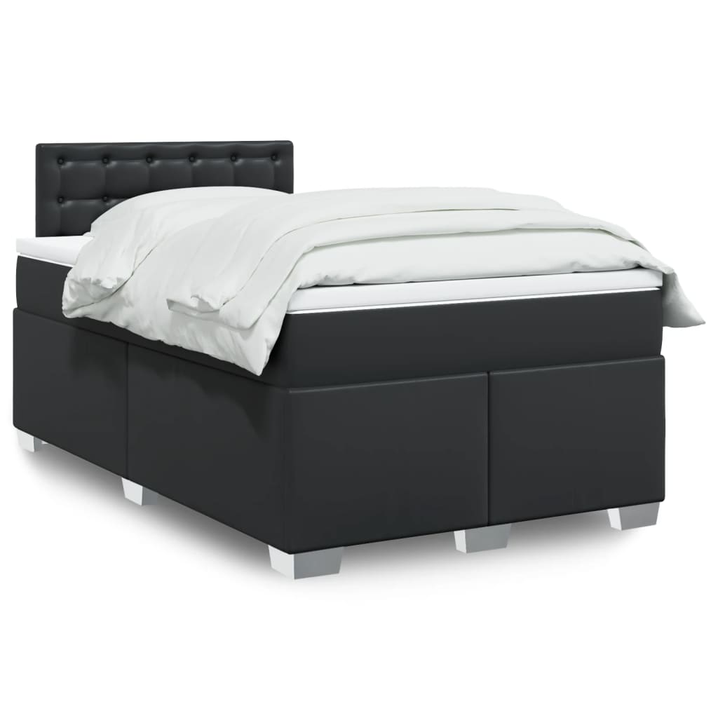 Sommier à lattes de lit avec matelas noir 120x190 cm similicuir - XIOS
