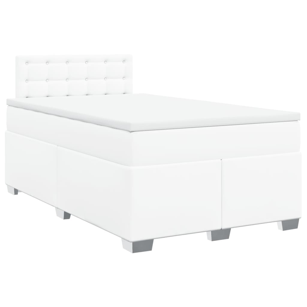 Sommier à lattes de lit avec matelas blanc 120x190cm similicuir - XIOS