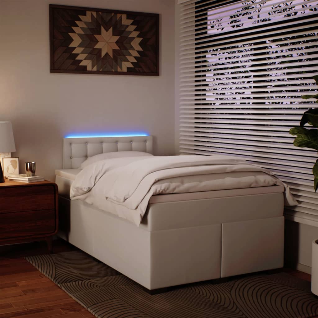 Sommier à lattes de lit avec matelas blanc 120x190cm similicuir - XIOS