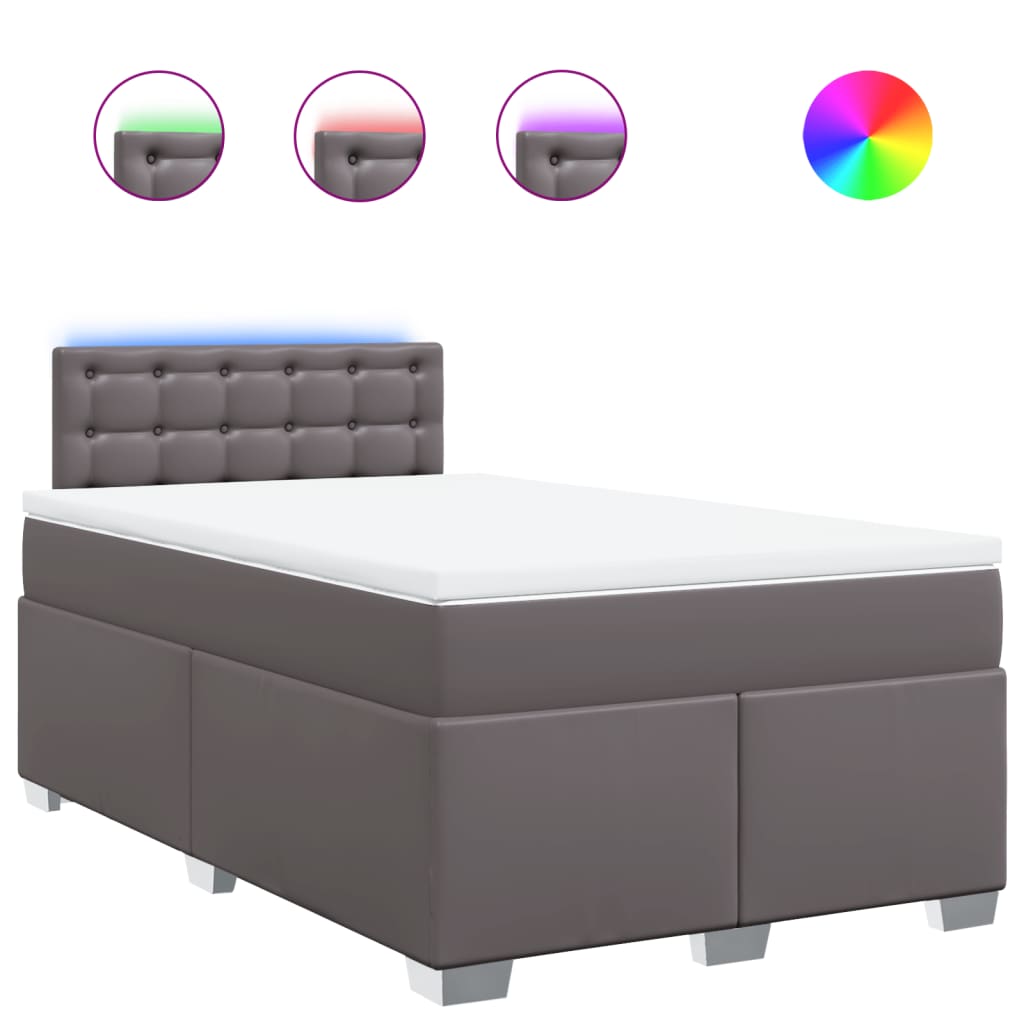 Sommier à lattes de lit avec matelas gris 120x190 cm similicuir - XIOS