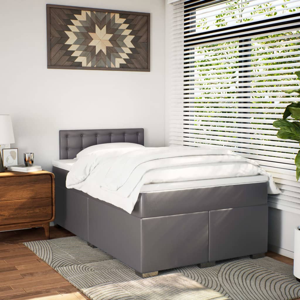 Sommier à lattes de lit avec matelas gris 120x190 cm similicuir - XIOS