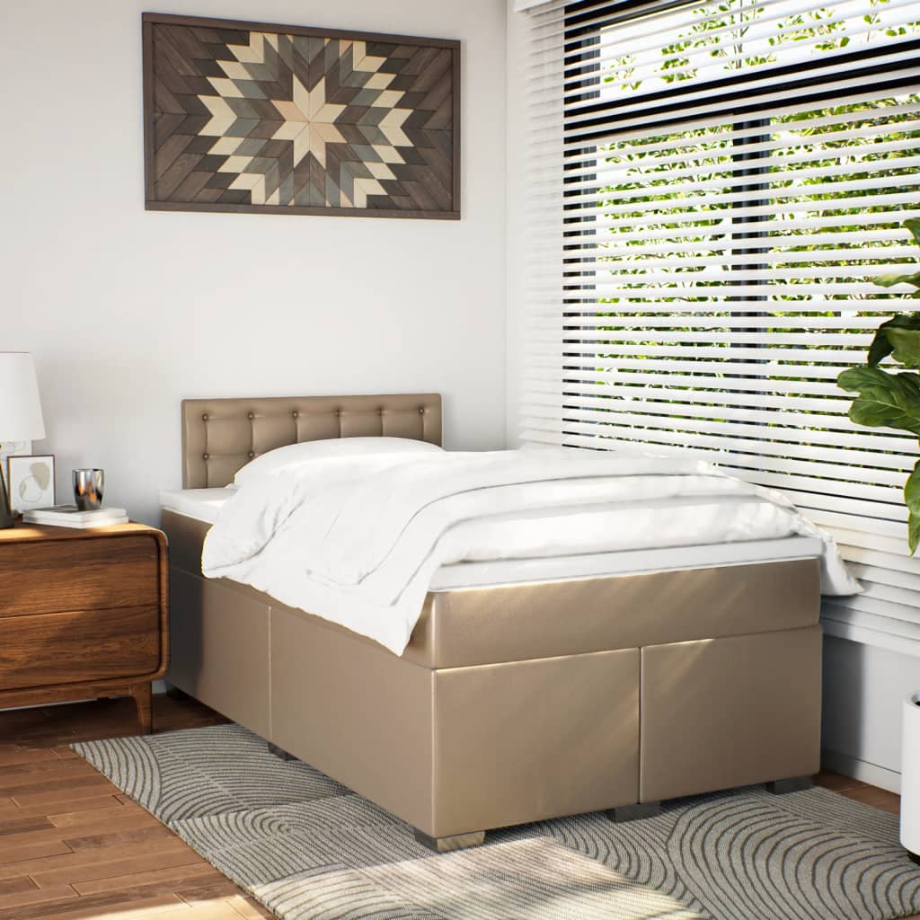 Sommier à lattes de lit matelas cappuccino 120x190cm similicuir - XIOS