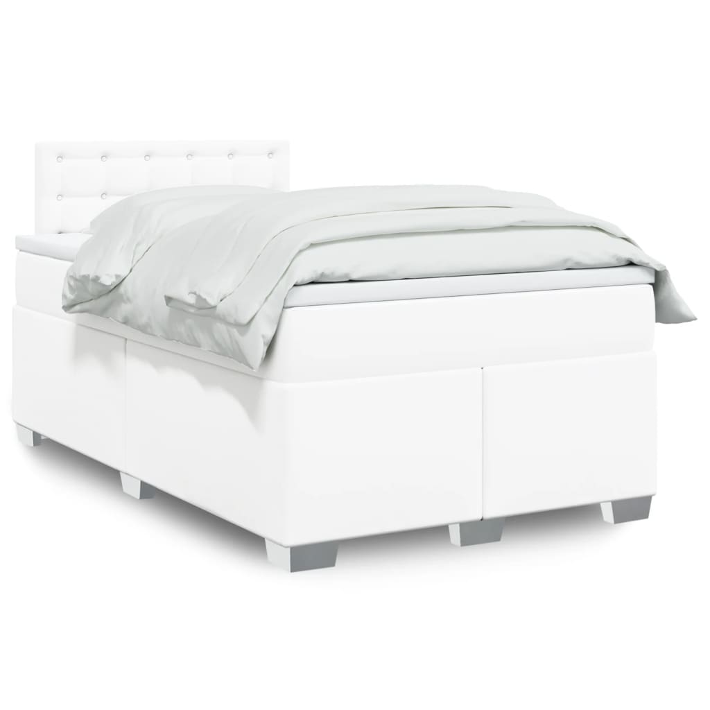 Sommier à lattes de lit avec matelas Blanc 120x200cm Similicuir - XIOS