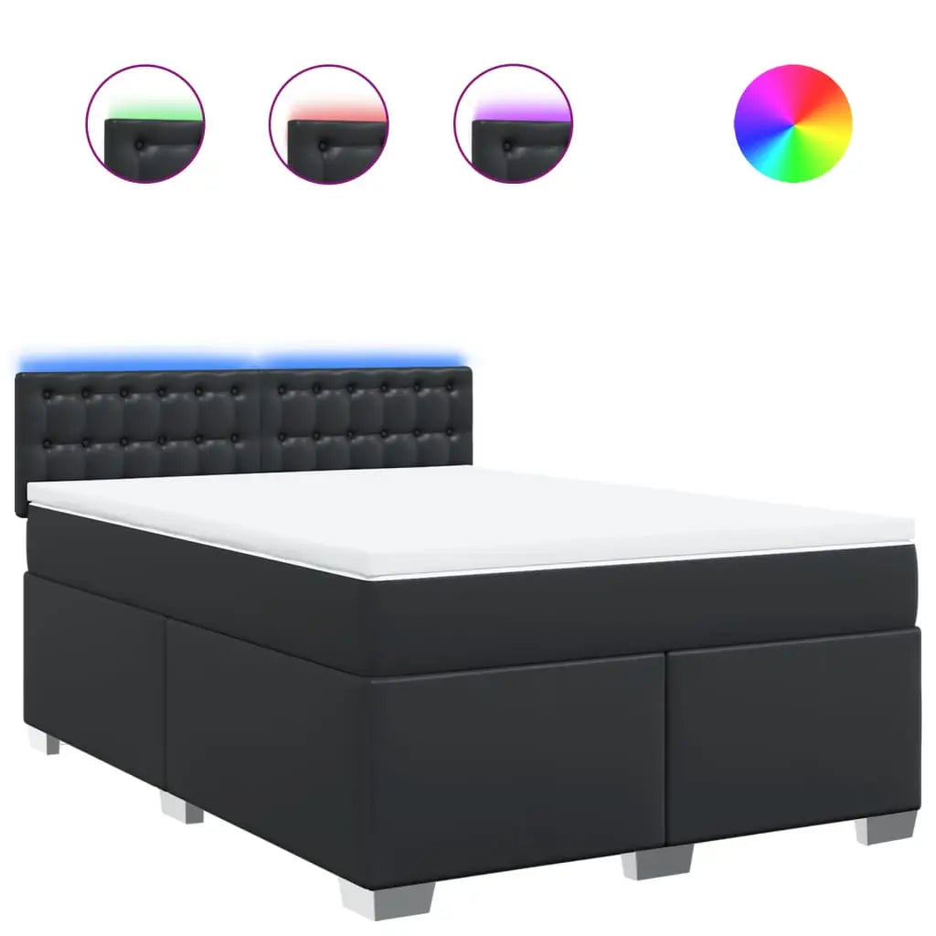 Sommier à lattes de lit avec matelas Noir 140x190 cm Similicuir - XIOS