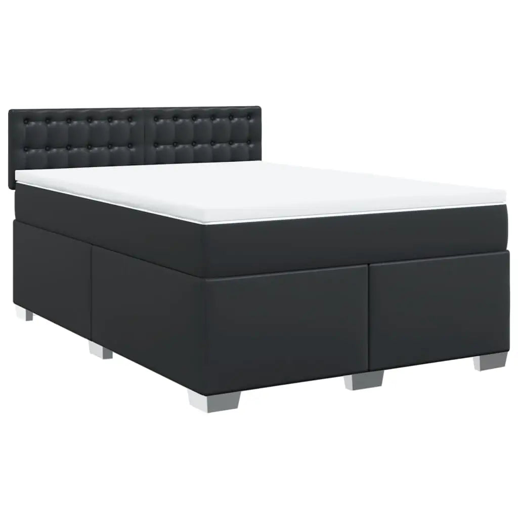 Sommier à lattes de lit avec matelas Noir 140x190 cm Similicuir - XIOS