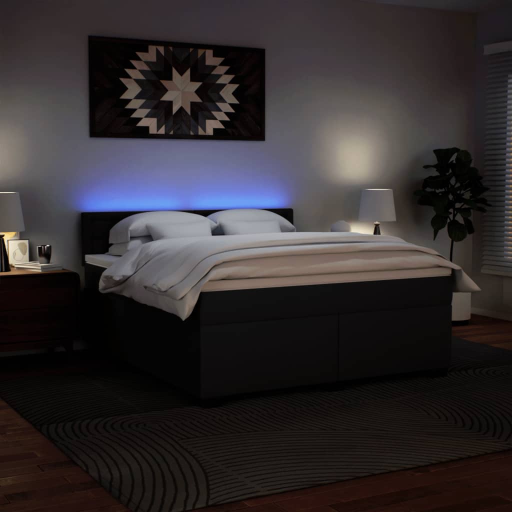 Sommier à lattes de lit avec matelas Noir 180x200 cm Similicuir - XIOS