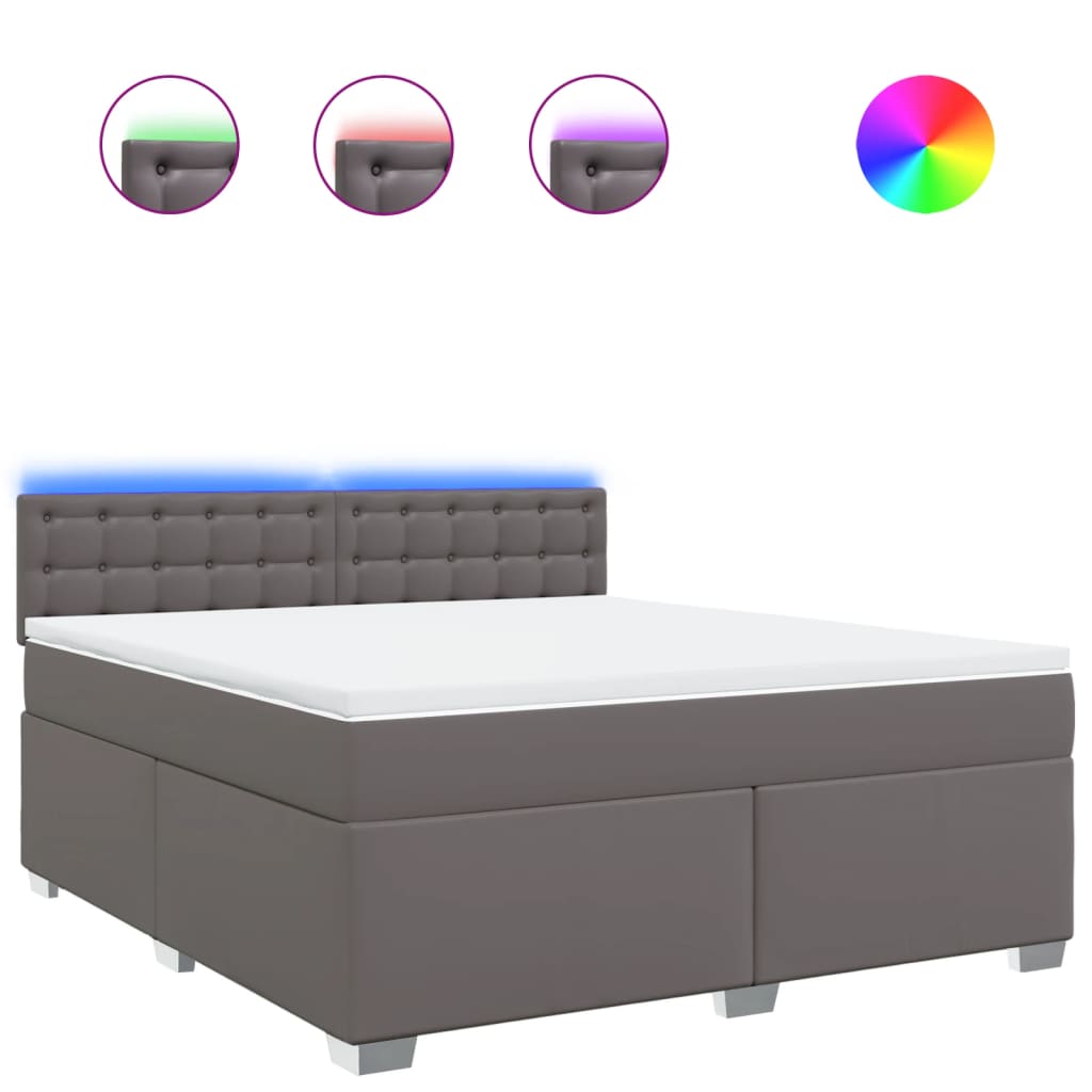 Sommier à lattes de lit avec matelas Gris 180x200 cm Similicuir - XIOS