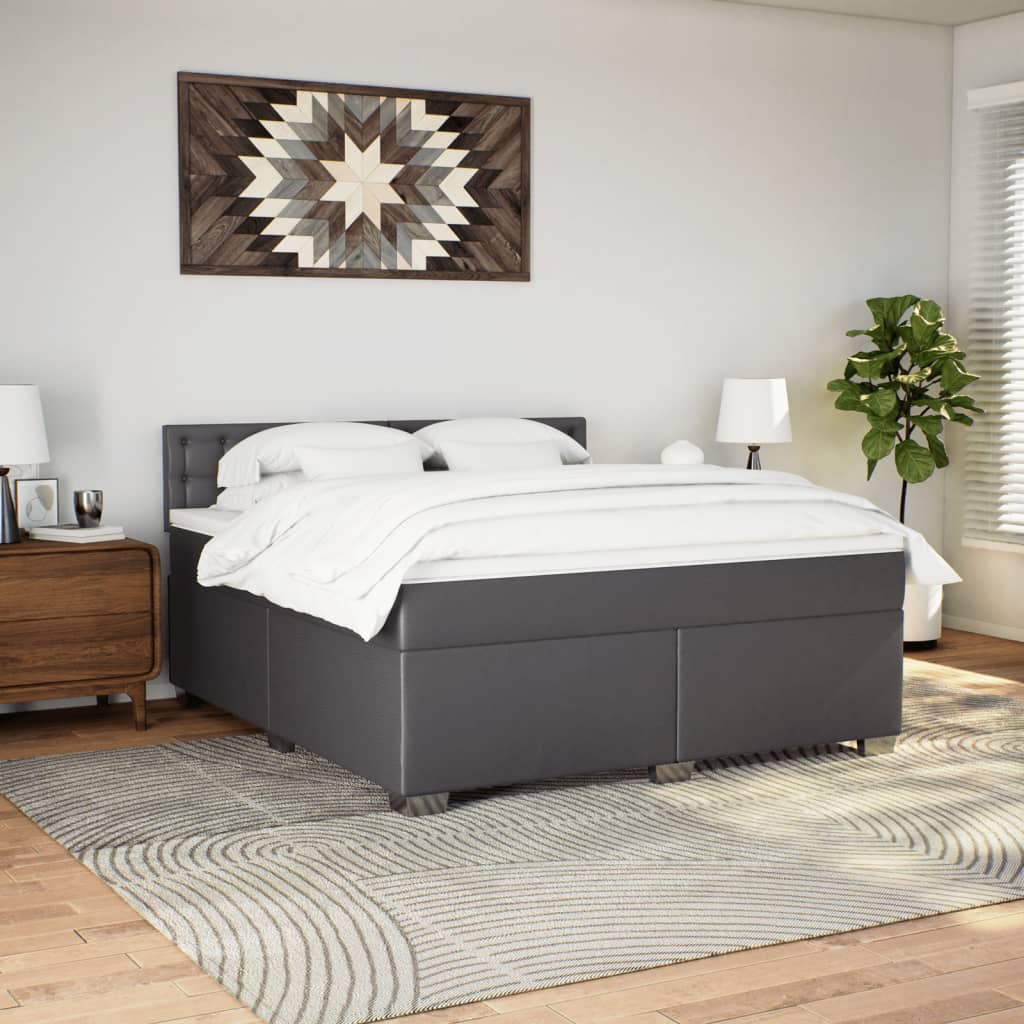 Sommier à lattes de lit avec matelas Gris 180x200 cm Similicuir - XIOS