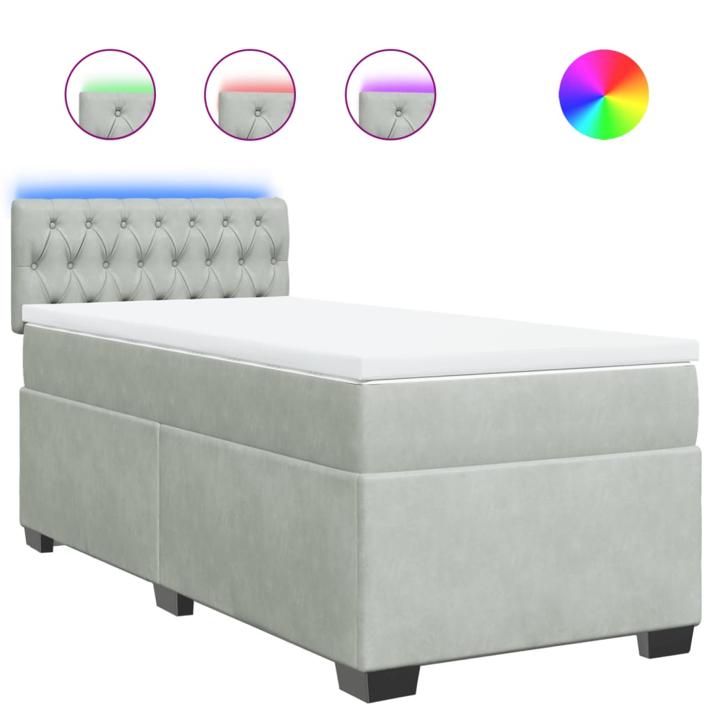 Sommier à lattes de lit et matelas Gris clair 80x200 cm Velours - XIOS