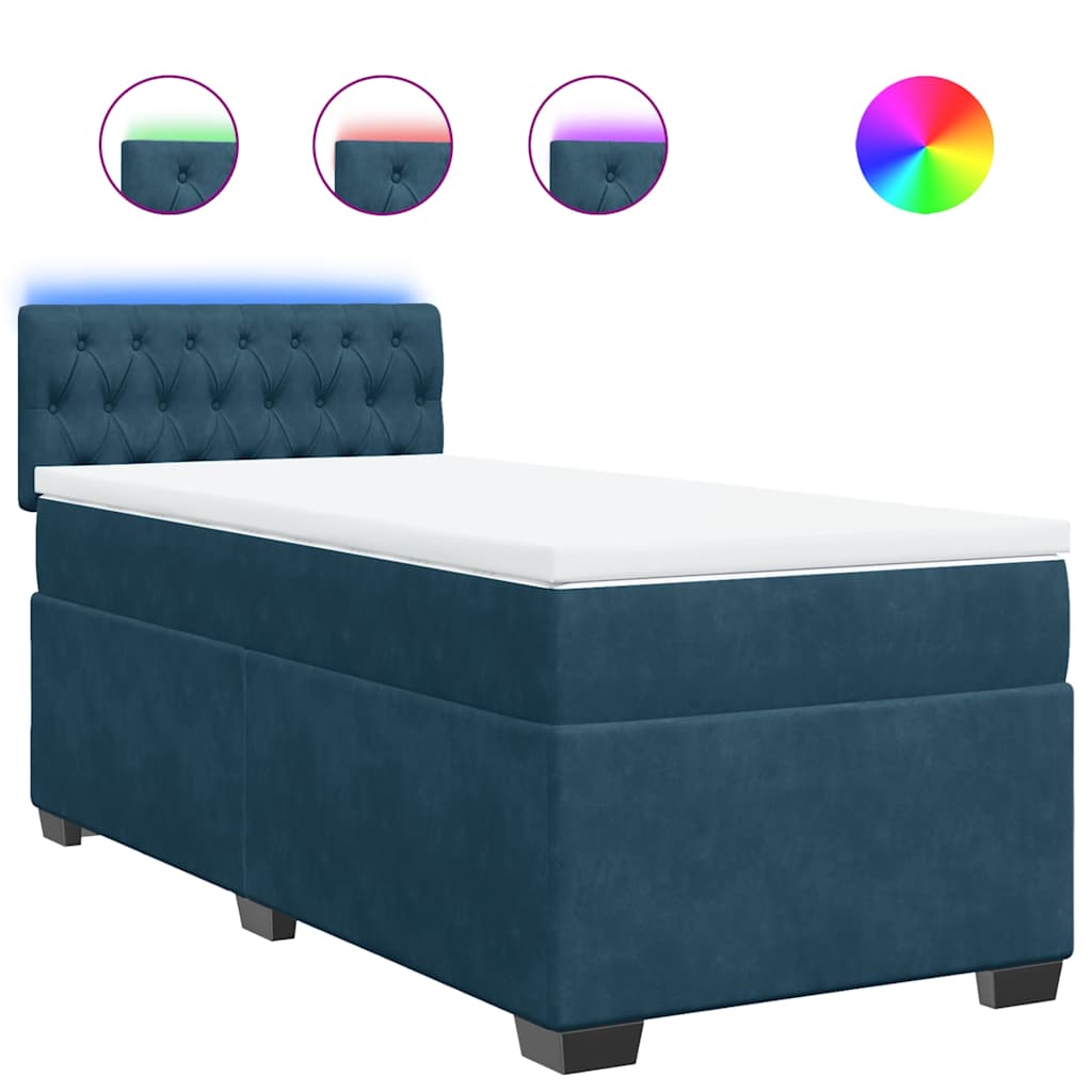 Sommier à lattes de lit avec matelas bleu 80x200 cm velours - XIOS